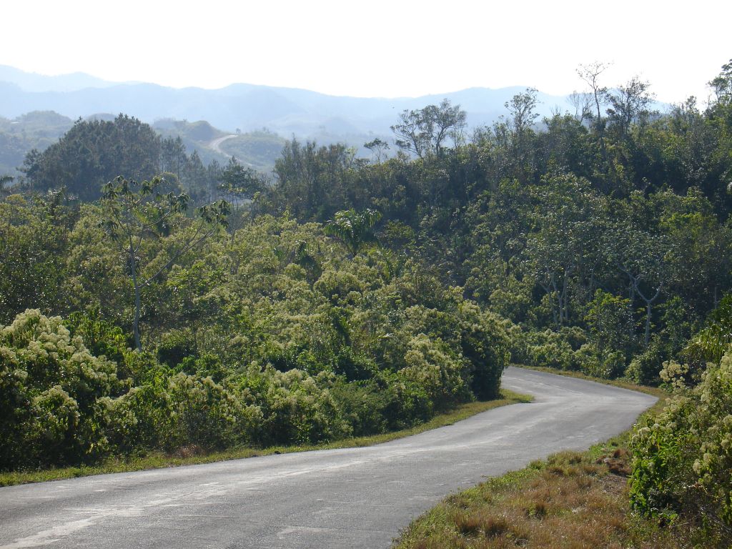 Von den Hügelkuppen kann man den weiteren Verlauf der Straße sehen.