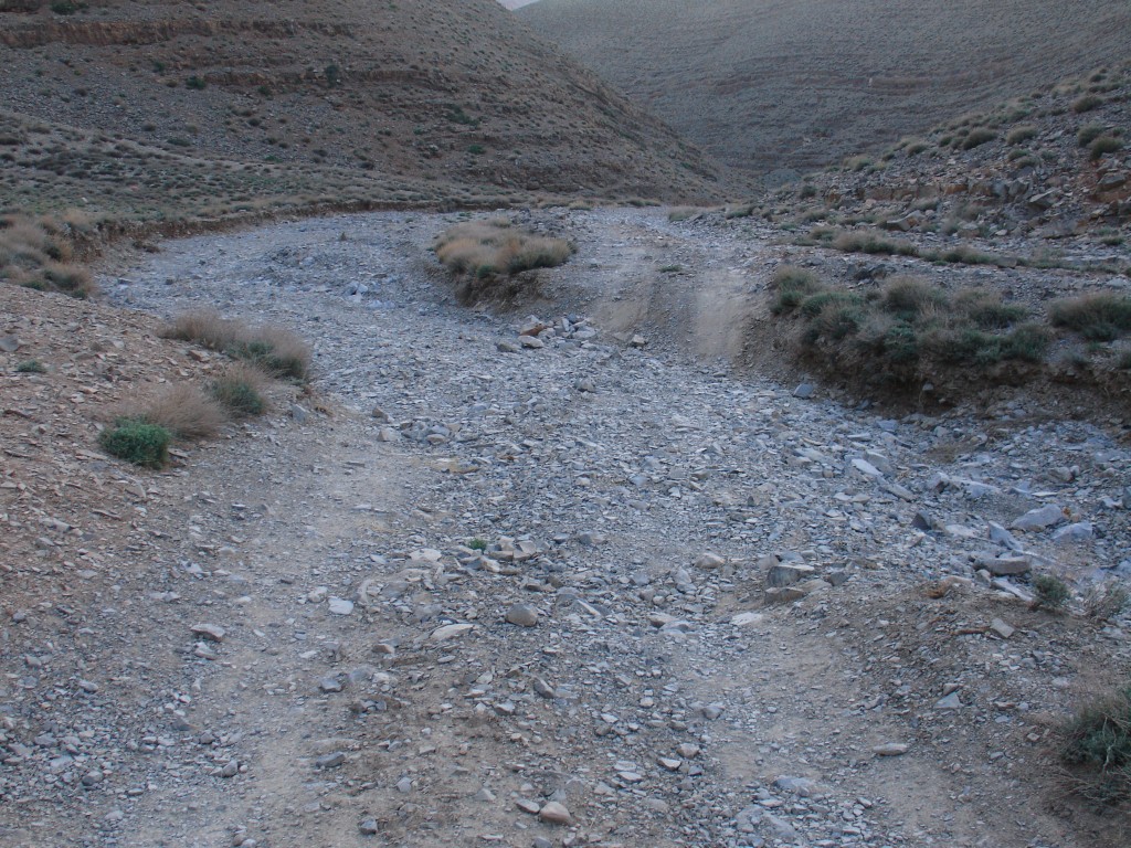 Die Piste kreuzte immer wieder das Bachbett.